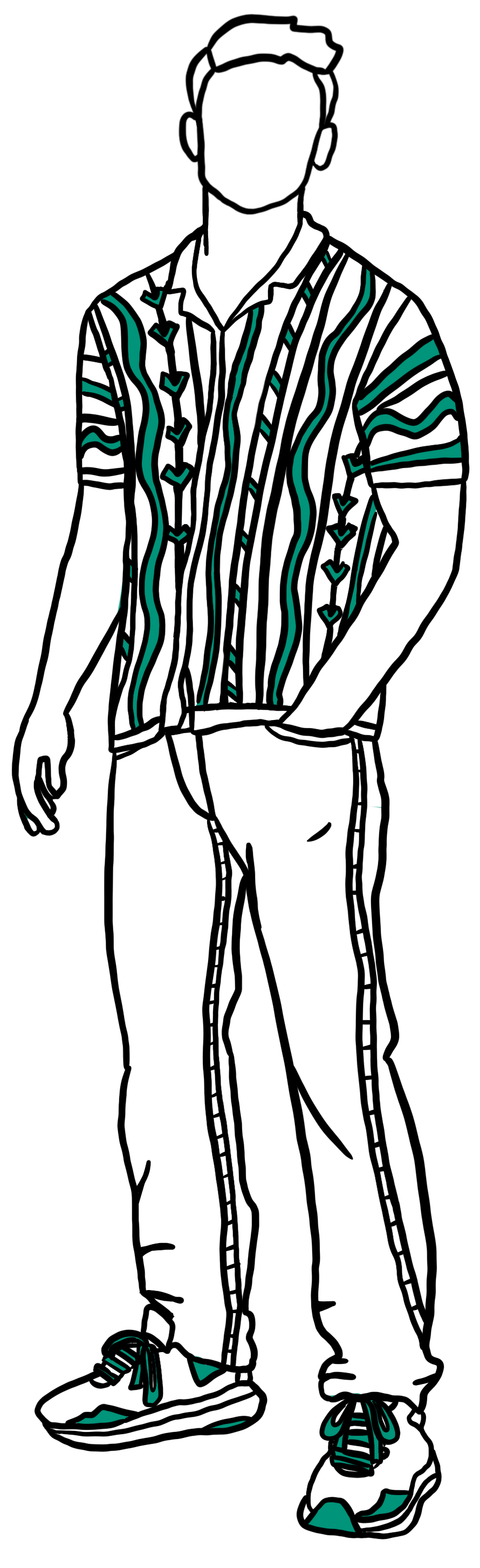 A full body doodle of Ashton Winters.